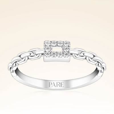 0,12 Karat Zincir Kollu Baget Pırlanta Yüzük - Pare Pırlanta