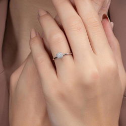 0,16 Karat Tektaş Pırlanta Yüzük - 4