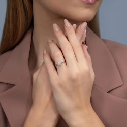 0,16 Karat Tektaş Pırlanta Yüzük - 3