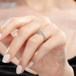 0,27 Karat Zincir Kollu Coronet Pırlanta Yüzük - 4