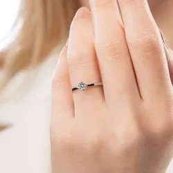 D Renk 0,30 Karat HRD Sertifikalı Tektaş Pırlanta Yüzük - 5