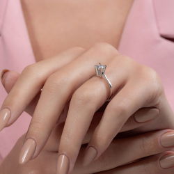 D Renk 0,40 Karat HRD Sertifikalı Tektaş Pırlanta Yüzük - 6