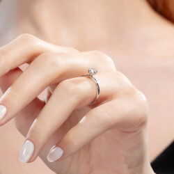 D Renk 0,40 Karat HRD Sertifikalı Tektaş Pırlanta Yüzük - 5