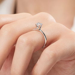 D Renk 0,40 Karat HRD Sertifikalı Tektaş Pırlanta Yüzük - 7