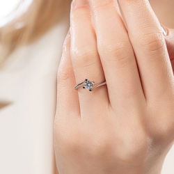 D Renk 0,40 Karat HRD Sertifikalı Tektaş Pırlanta Yüzük - 5