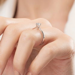 D Renk 0,40 Karat HRD Sertifikalı Tektaş Pırlanta Yüzük - 7