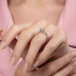 D Renk 0,50 Karat HRD Sertifikalı Tektaş Pırlanta Yüzük - 6