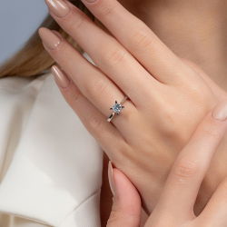 D Renk 0,50 Karat HRD Sertifikalı Tektaş Pırlanta Yüzük - 5