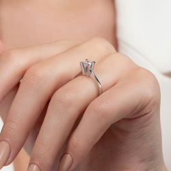 D Renk 0,50 Karat HRD Sertifikalı Tektaş Pırlanta Yüzük - 7