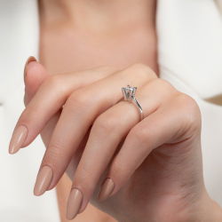 D Renk 0,50 Karat HRD Sertifikalı Tektaş Pırlanta Yüzük - 6