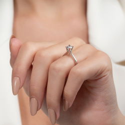 D Renk 0,50 Karat HRD Sertifikalı Tektaş Pırlanta Yüzük - 6