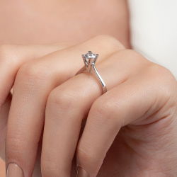 D Renk 0,50 Karat HRD Sertifikalı Tektaş Pırlanta Yüzük - 7