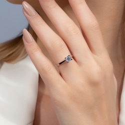 D Renk 0,50 Karat HRD Sertifikalı Tektaş Pırlanta Yüzük - 5