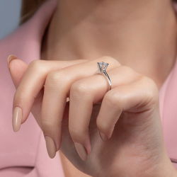 D Renk 0,50 Karat HRD Sertifikalı Tektaş Pırlanta Yüzük - 7