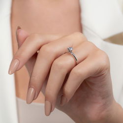 D Renk 0,50 Karat HRD Sertifikalı Tektaş Pırlanta Yüzük - 6