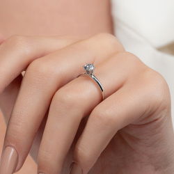 D Renk 0,50 Karat HRD Sertifikalı Tektaş Pırlanta Yüzük - 7