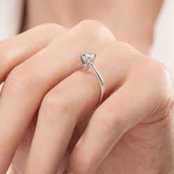 D Renk 0,50 Karat HRD Sertifikalı Tektaş Pırlanta Yüzük - 7