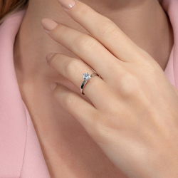 D Renk 0,60 Karat HRD Sertifikalı Tektaş Pırlanta Yüzük - 5