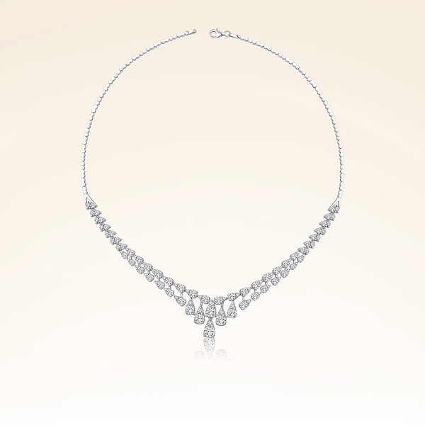 Altın Damla Figürlü Çift Sıra Su Yolu Gerdanlık - Pare Pırlanta