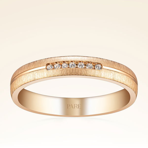 Dokulu Sıra Taşlı Kadın Alyans - Pare Pırlanta