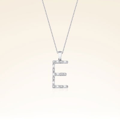 E Harf Pırlantalı Kolye - Pare Pırlanta