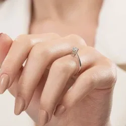 E Renk 0,30 Karat HRD Sertifikalı Tektaş Pırlanta Yüzük - 6