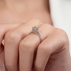 E Renk 0,60 Karat HRD Sertifikalı Tektaş Pırlanta Yüzük - 4