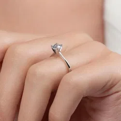 E Renk 0,60 Karat HRD Sertifikalı Tektaş Pırlanta Yüzük - 5