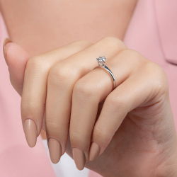 E Renk 0,60 Karat HRD Sertifikalı Tektaş Pırlanta Yüzük - 6