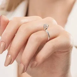 E Renk 0,60 Karat HRD Sertifikalı Tektaş Pırlanta Yüzük - 5