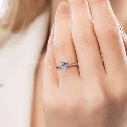 E Renk 0,60 Karat HRD Sertifikalı Tektaş Pırlanta Yüzük - 6