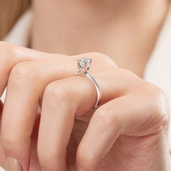 E Renk 0,60 Karat HRD Sertifikalı Tektaş Pırlanta Yüzük - 4