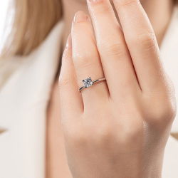 E Renk 0,60 Karat HRD Sertifikalı Tektaş Pırlanta Yüzük - 5