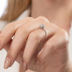 0,07 Karat Efektli Baget Pırlanta Yüzük - PR01078-8 - 6