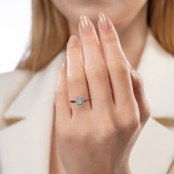 0,07 Karat Efektli Baget Pırlanta Yüzük - PR01078-8 - 4