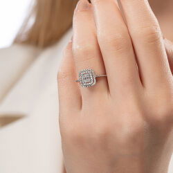 0,07 Karat Efektli Baget Pırlanta Yüzük - PR01079-8 - 5