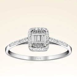 0,07 Karat Efektli Baget Pırlanta Yüzük - 1