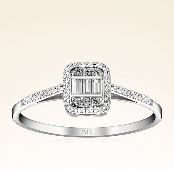 0,07 Karat Efektli Baget Pırlanta Yüzük - Pare Pırlanta