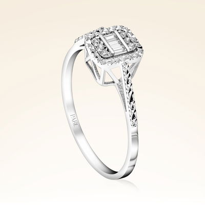 0,07 Karat Efektli Baget Pırlanta Yüzük - Pare Pırlanta