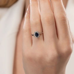 0,60 Karat Efektli Safir Pırlanta Yüzük - PR00995 - 4