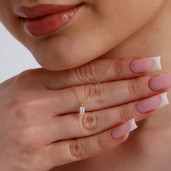 0,30 Karat Oktagon Kesim Pırlanta Minimal Kolye - PR01559 - 4