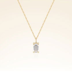 0,30 Karat Oktagon Kesim Pırlanta Minimal Kolye - 1