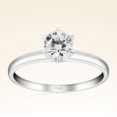 F Renk 0,49 Karat HRD Sertifikalı Tektaş Pırlanta Yüzük - Pare Pırlanta