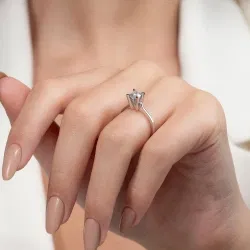 F Renk 0,60 Karat HRD Sertifikalı Tektaş Pırlanta Yüzük - 4