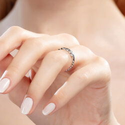 0,07 Karat Yaprak Desenli Fantezi Pırlanta Yüzük - 4