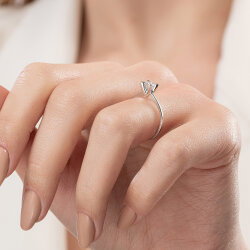 G Renk 0,30 Karat HRD Sertifikalı Tektaş Pırlanta Yüzük - 6