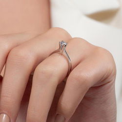 G Renk 0,30 Karat HRD Sertifikalı Tektaş Pırlanta Yüzük - 7