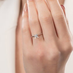 G Renk 0,30 Karat HRD Sertifikalı Tektaş Pırlanta Yüzük - 5