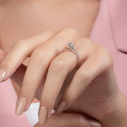 G Renk 0,40 Karat HRD Sertifikalı Tektaş Pırlanta Yüzük - 6