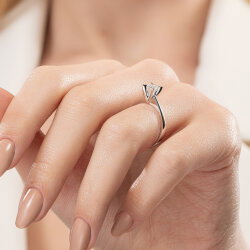 G Renk 0,40 Karat HRD Sertifikalı Tektaş Pırlanta Yüzük - 6